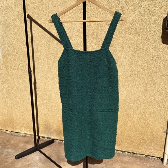 Abercrombie & Fitch Medium Dark Green Boucle Shift Mini Dress- New without tags - Picture 2 of 4